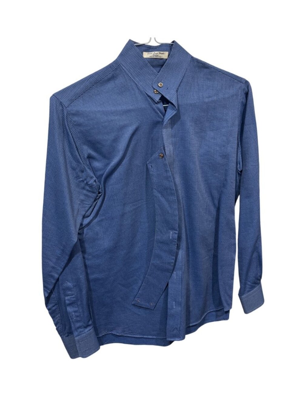 Essex Signature Collection Long-Sleeve Blue Cotton Shirt Button-Front Size Small